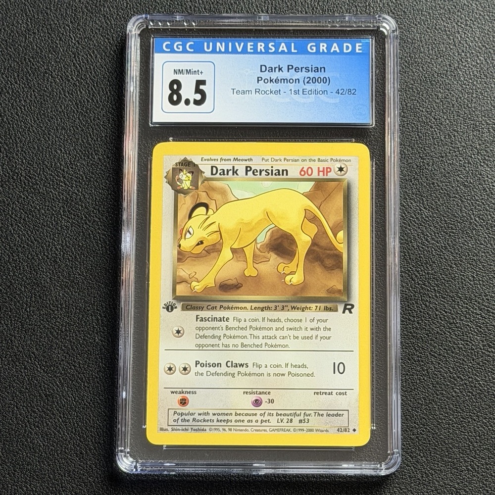 Pokemon Dark Persian 1st Ed. 42/82 CGC 8.5 NM/Mint+ TCG Team Rocket 2000 WotC